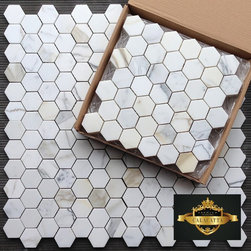 Calacatta 2x2" Hexagon Honed Mosaic  Marble Tile - Mosaic Tile