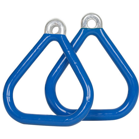 Swing Set Coated Triangle Trapeze Rings, Set of 2, Blue