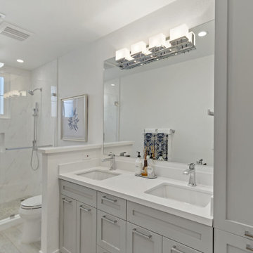 Bright and Elegant Anaheim Bathroom Remodel with Dual Vanity