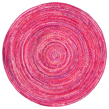 Safavieh Braided Collection BRD452 Rug, Pink/Fuchsia, 5' Round