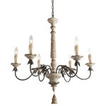 LNC - LNC 6-Light Retro-white Wooden Shabby-Chic French Country Chandelier - At LNC, we always believe that Classic is the Timeless Fashion, Liveable is the essential lifestyle, and Natural is the eternal beauty. Every product is an artwork of LNC, we strive to combine timeless design aesthetics with quality, and each piece can be a lasting appeal.