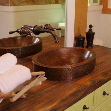 17" Compact Oval Skirted Vessel Hammered Copper Sink (VO17SKDB)