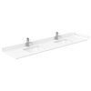 Miranda White/Brushed Nickel, 84" Double, Cultured Top, Square, No Mirror