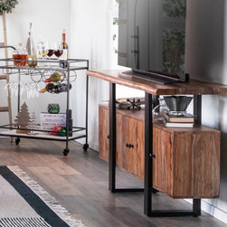 Shell Island Furniture 4-Door Media Credenza in Nut Brown - Media Cabinets