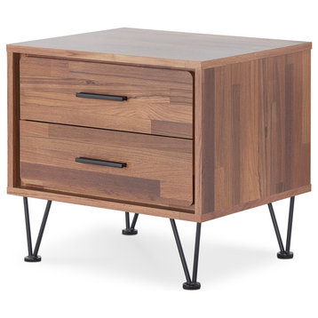Linear Collection 2-Drawer Nightstand, Walnut
