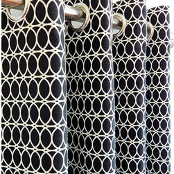 Curl Up Geometric Print Grommet Drape - Curtains