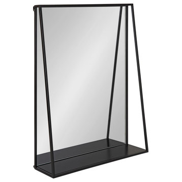 Lintz Metal Framed Mirror with Shelf, Black 18x24