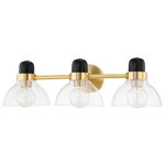Mitzi by Hudson Valley Lighting - Camile 3-Light Bath Bracket, Aged Brass - A modern industrial muse, Camile draws inspiration from the classic bistro light. Contemporary accents like the open, exaggerated shade allow light to flow freely, giving the piece a natural mystique. A soft black finish is accompanied by aged brass or polished nickel, providing a two-tone effect that is offset by hand-blown glass.