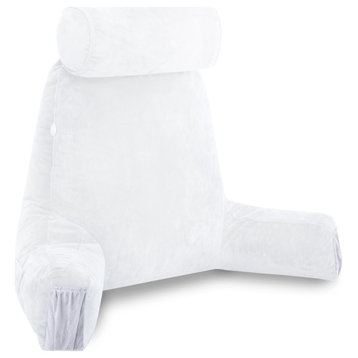 Medium Husband Pillow White Reading Pillow Removable Neck Roll and Cover