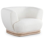 Meridian Furniture - Kipton Boucle Fabric Upholstered Chair, Cream - Add an elegant touch to your living room with this eye-catching Kipton chair from Meridian Furniture. Featuring a rubber wood frame upholstered with rich cream boucle fabric this chair is both soft and comfortable to kick back and relax in. Its solid rubber wood base in a natural oak finish provides a splash of color to this cream piece, making it a stunning addition to your living area, while its curved back makes it an extra cozy place to sit.