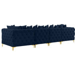 Meridian Furniture - Tremblay Velvet Upholstered 4-Piece Modular Sofa, Navy - Lean back and relax on this Tremblay sofa. Featuring soft navy velvet upholstery with deep button tufting, this sofa adds a bold touch to any living space. A complete set of gold and chrome legs are included, so you can change it up to suit your home decor. This sofa is modular, so you can create infinite configurations with it, which are easily attached using the latch underneath the frame. Its contemporary design is perfect for the modern home.