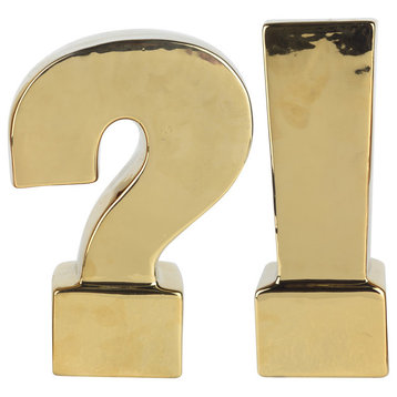 Urban Vogue Question Exclamation Bookend Gold Pair