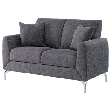 Lasi 3 Piece Transitional Style Sofa Set Upholstered, Gray Linen Like Fabric