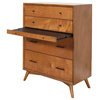 1579APB Brown Mid Century 4 Drawer Chest with Pull Out Tray