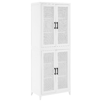 Pemberly Row Modern Wood Stackable Storage Pantry in White (Set of 2)