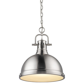 Golden Duncan 1-Light Pendant With Chain 3602-L PW-PW, Pewter