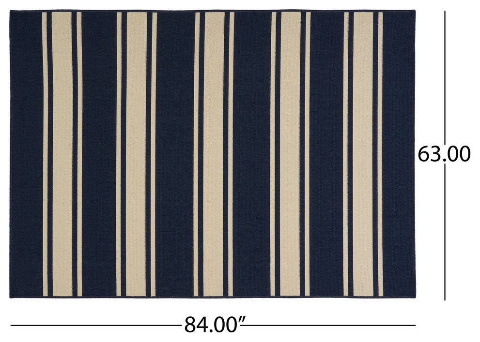 Julia Outdoor Stripe Area Rug, 5'3"x7"