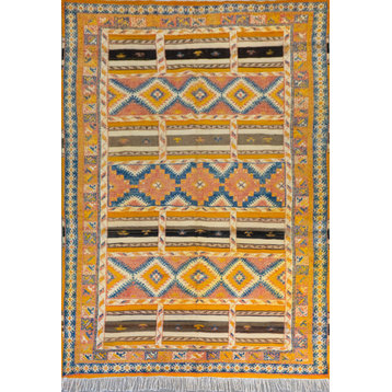 Bohemian Moroccan Area Rug, Multicolor , 124''x 75.5''