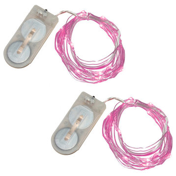 Battery Operated Waterproof Mini String 40-Light, Set of 2, Pink