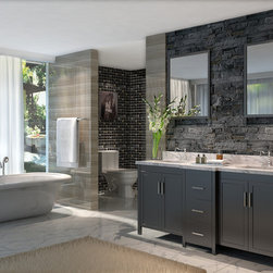 Ace 73 inch Double Sink Bathroom Vanity Set Black Finish - Bathroom Vanities And Sink Consoles