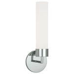 Norwell Lighting - Sobe 1 Light Indoor Sconce (8775-CH-MO) - Norwell Lighting 8775-CH-MO Contemporary / Classic style 1 light Sobe Sconce in Chrome finish with Matte Opal Glass diffuser. Sobe�s simple, minimalist form reflects its elemental beauty. A soft glass Matte Opal cylinder gracefully extends from a silver toned base, giving the effect of a chic pillar candle. Light Bulb Data: 1 Incandescent 60 watt. Bulb included: No. Dimmable: yes.
