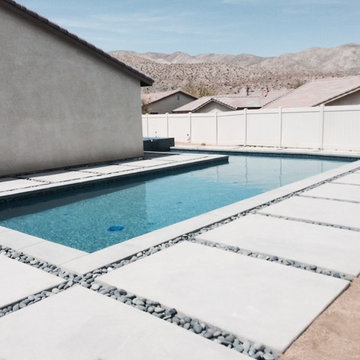 New pool & spa in DHS with custom concrete & mosaic glass tile