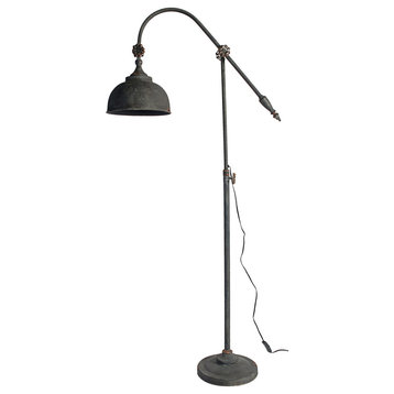 Benzara BM285020 67" Iron Floor Lamp, Adjustable Length Arm, Antique Black