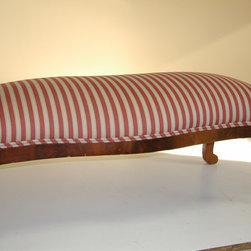 Some of our work - upholstered bench, open arm chair, wing chair - Fabric