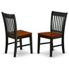 Set of 2 Norfolk Dining Chair-Plain Wood Seat, Black/Cherry Finish