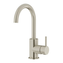 MEIR BRUSHED NICKEL ROUND GOOSENECK BASIN MIXER WITH COLD START - Bathroom Sink Taps