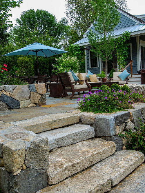 Farmhouse Patio Design Ideas, Remodels & Photos with Natural Stone ...