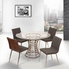 Cafe Brushed Stainless Steel Dining Chairs With Walnut Back, Set of 2, Gray