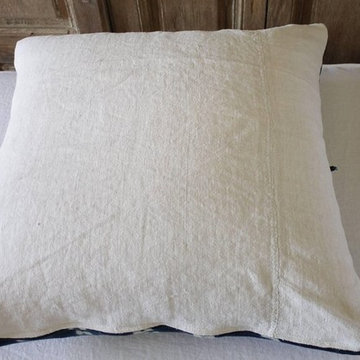 Antique Indigo Blue Batik Accent Pillow with Fringe