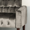 Adan Tufted Velvet Sofa With Gold Tipped Tapered Legs, Gray, Gold Finish