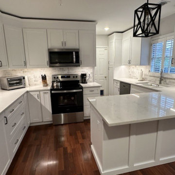 Contemporary Kitchen Remodel Done in New Polar White Cabinets