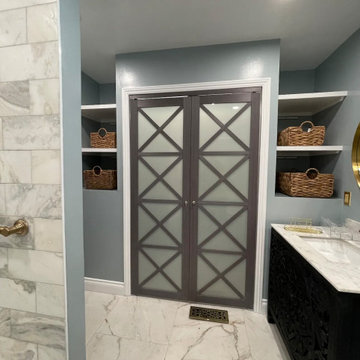 Master Bathroom, Blues, Golds and whites