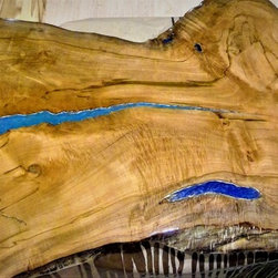 Epoxy River Table - Natural Edge Maple Slab - 3D Color - Furniture