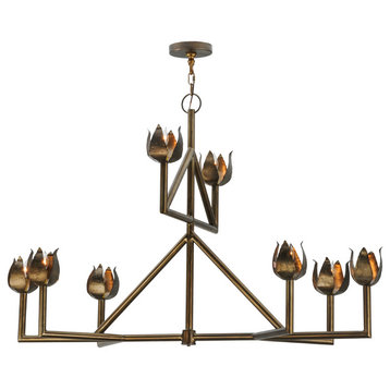 55 Long Tulip 8 Light Oblong Chandelier