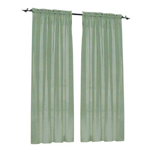 Silk Dupioni Gold Print Sage Green Curtain Panel Mediterranean
