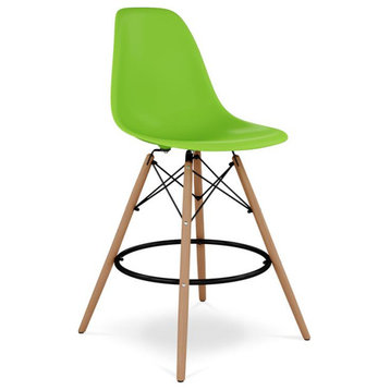 Aron Living Pyramid 28" Plastic and Wood Counter Stool in Green