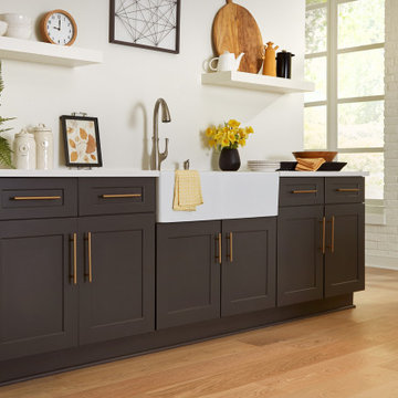 Black, Solid, Real Wood, White Birch, Kitchen Cabinets