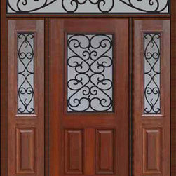 Prehung Side lights-Transom Door 80 Fiberglass Palermo 1/2 Lite - Front Doors
