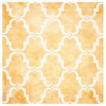 Safavieh Dip Dye Collection DDY536 Rug, Gold/Ivory, 7' Square