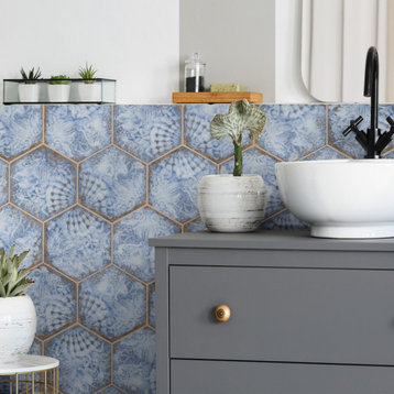 Gaudi React Hex Marina Porcelain Floor and Wall Tile