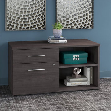 Office 500 Low Storage Cabinet with Drawers in Storm Gray - Engineered Wood
