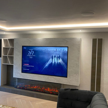 Bespoke Media Wall with Fireplace | Radlett, Hertfordshire