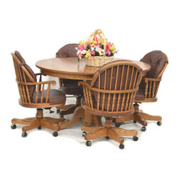 Oval single pedestal table with Heritage swivel chairs - Products