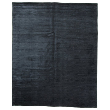 Modern Hand Knotted Rug, Black, 8'x10'
