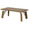 Benzara UPT-266259 Rectangular Wooden Coffee Table With Block Leg, Natural Brown