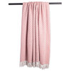 DII 60x50" Cotton Zig-Zag Throw With Decorative Fringe, Blush Pink/White